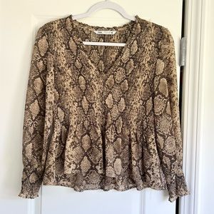 Zara Smocked Animal Print Top Small